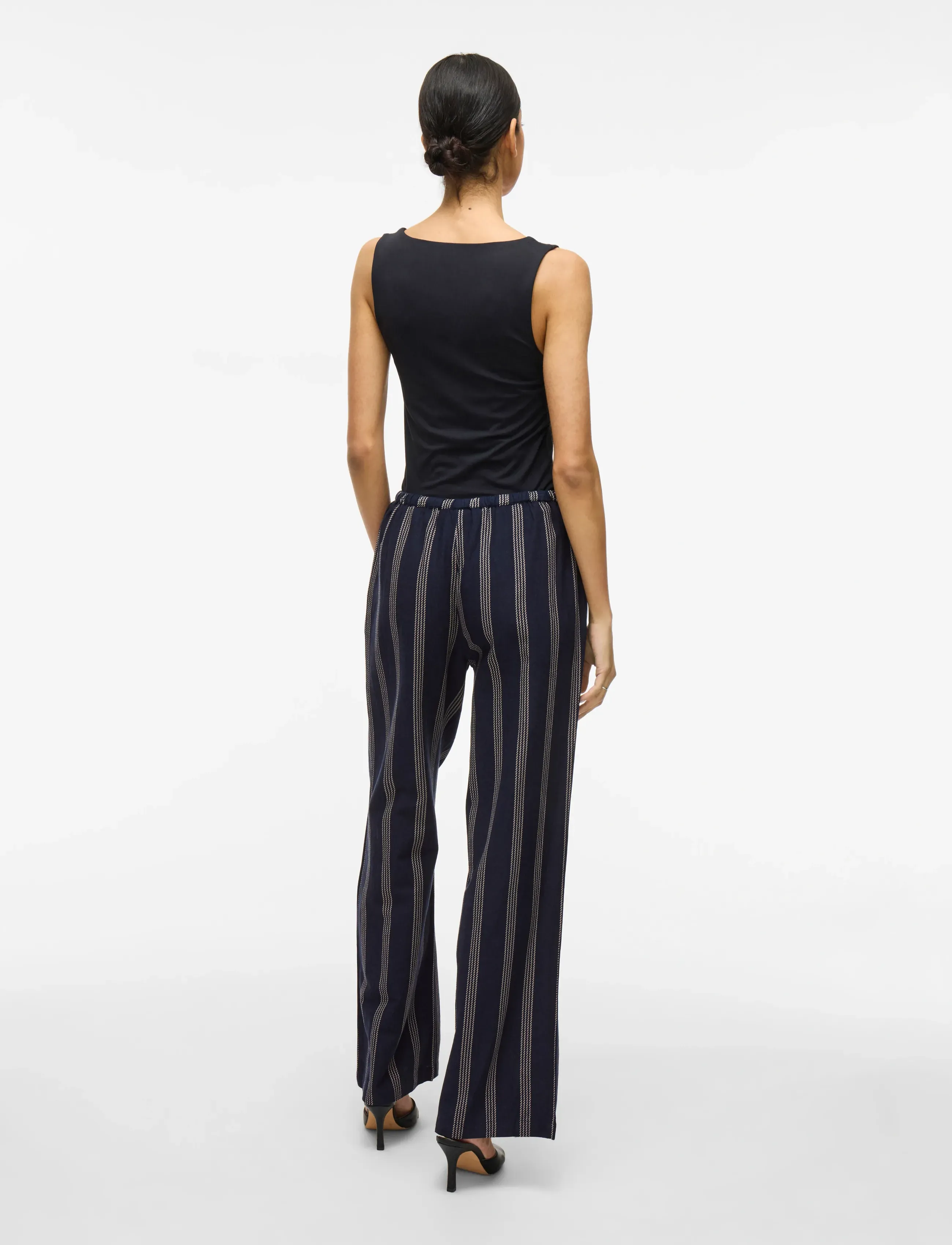 Vila - VIPRISILLA PRINT RW PANTS - wijde broeken - navy blazer - 3