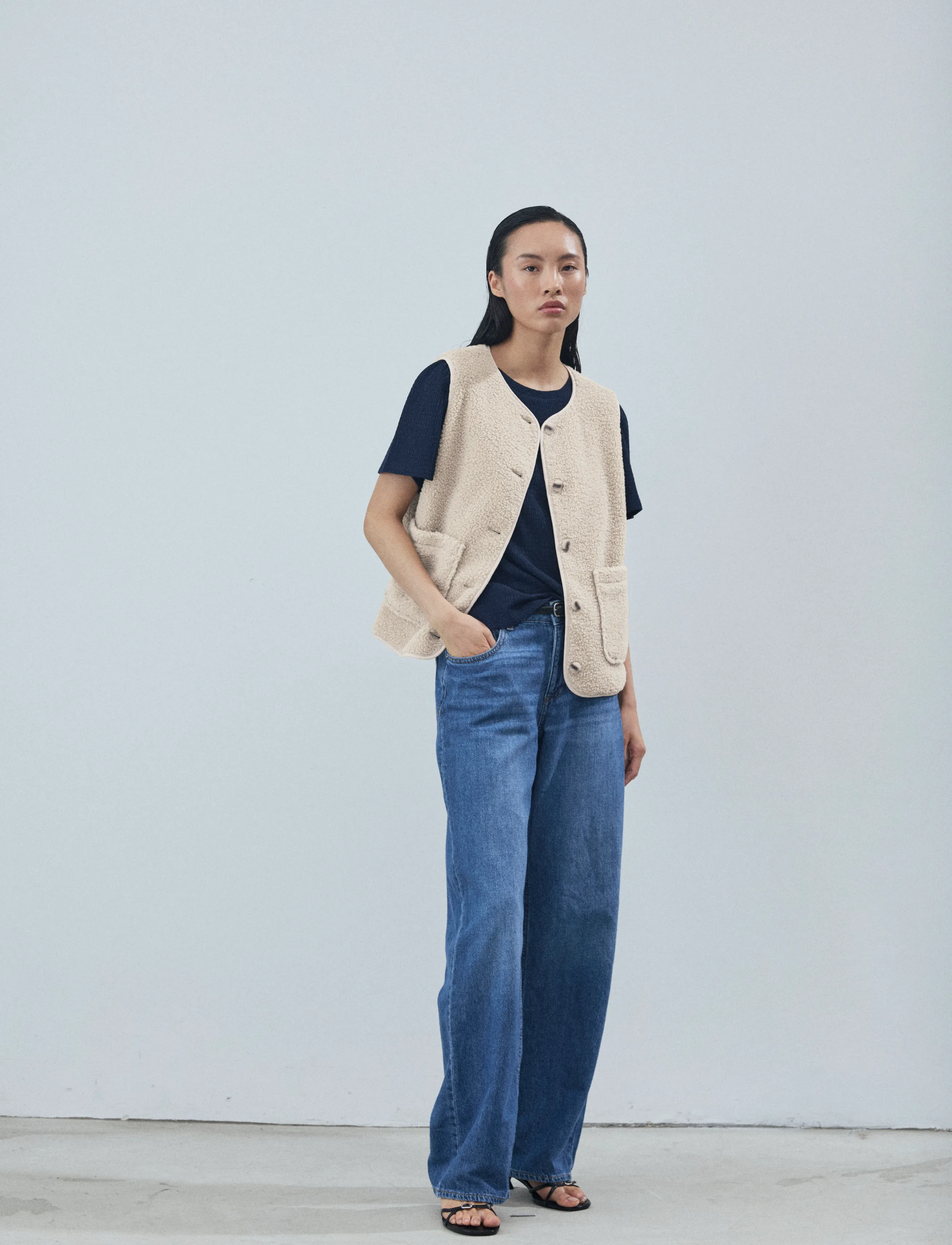 Vila Viada Teddy Waistcoat Noos, 38, Westen, Creme - Fleece & Frauen