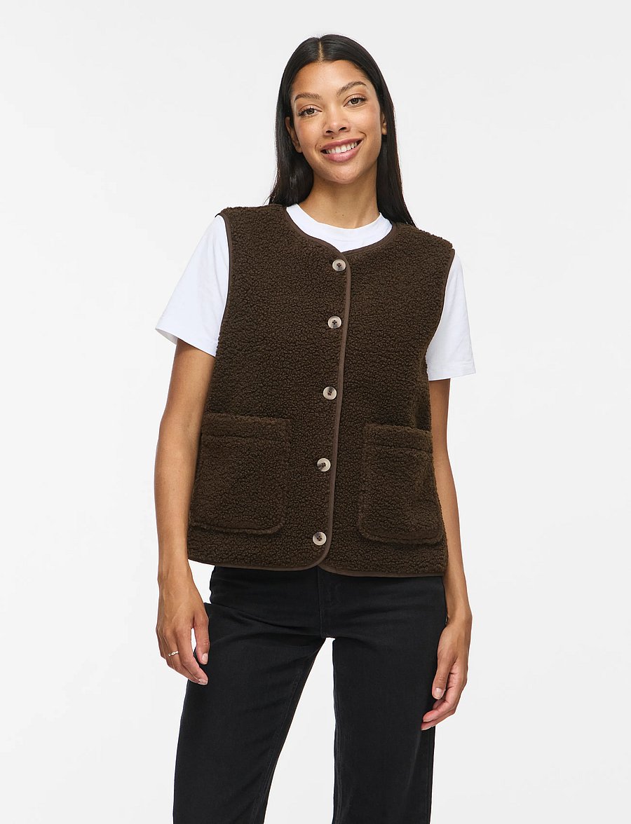 Vila - VIADA TEDDY WAISTCOAT - NOOS - fleece- och teddyvästar - coffee bean - 0