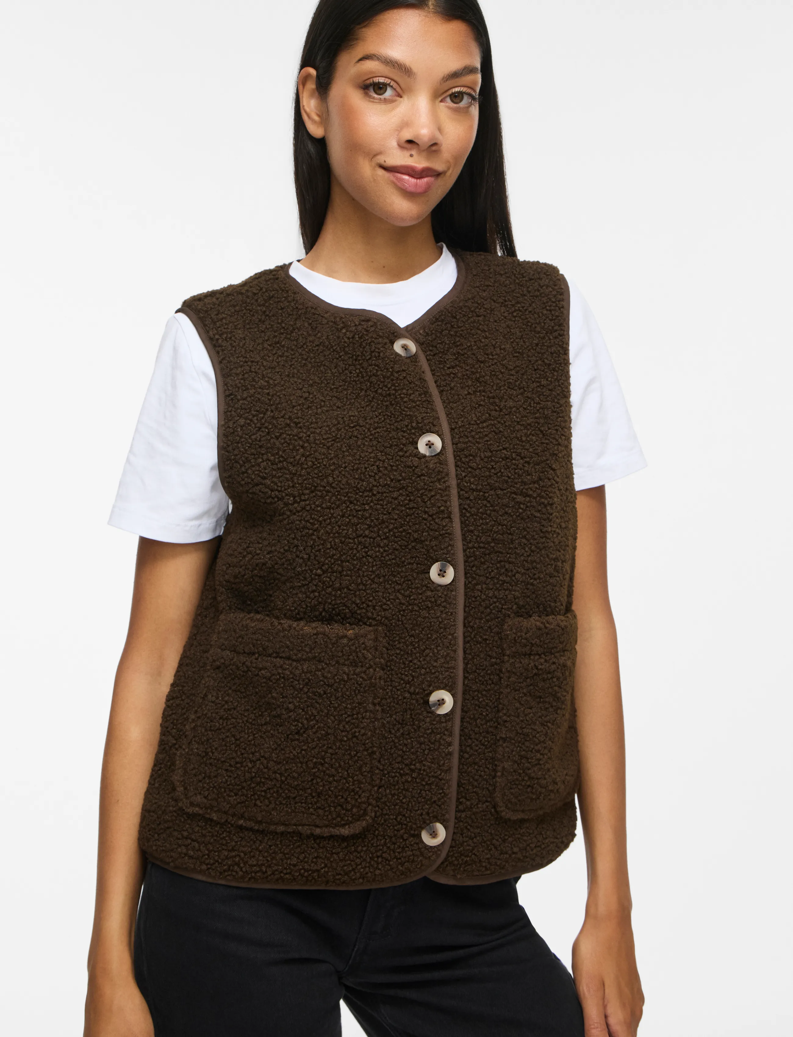 Vila - VIADA TEDDY WAISTCOAT - NOOS - fleece & teddy vests - coffee bean - 5