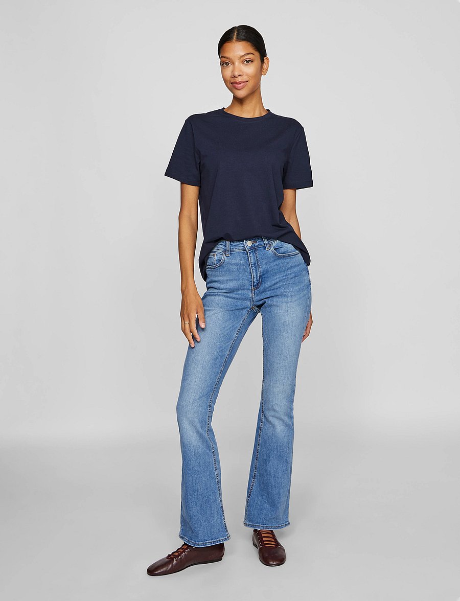 Vila - VIBETTY RW FLARED JEANS LBD OSC239-NOOS - utsvängda jeans - light blue denim - 4