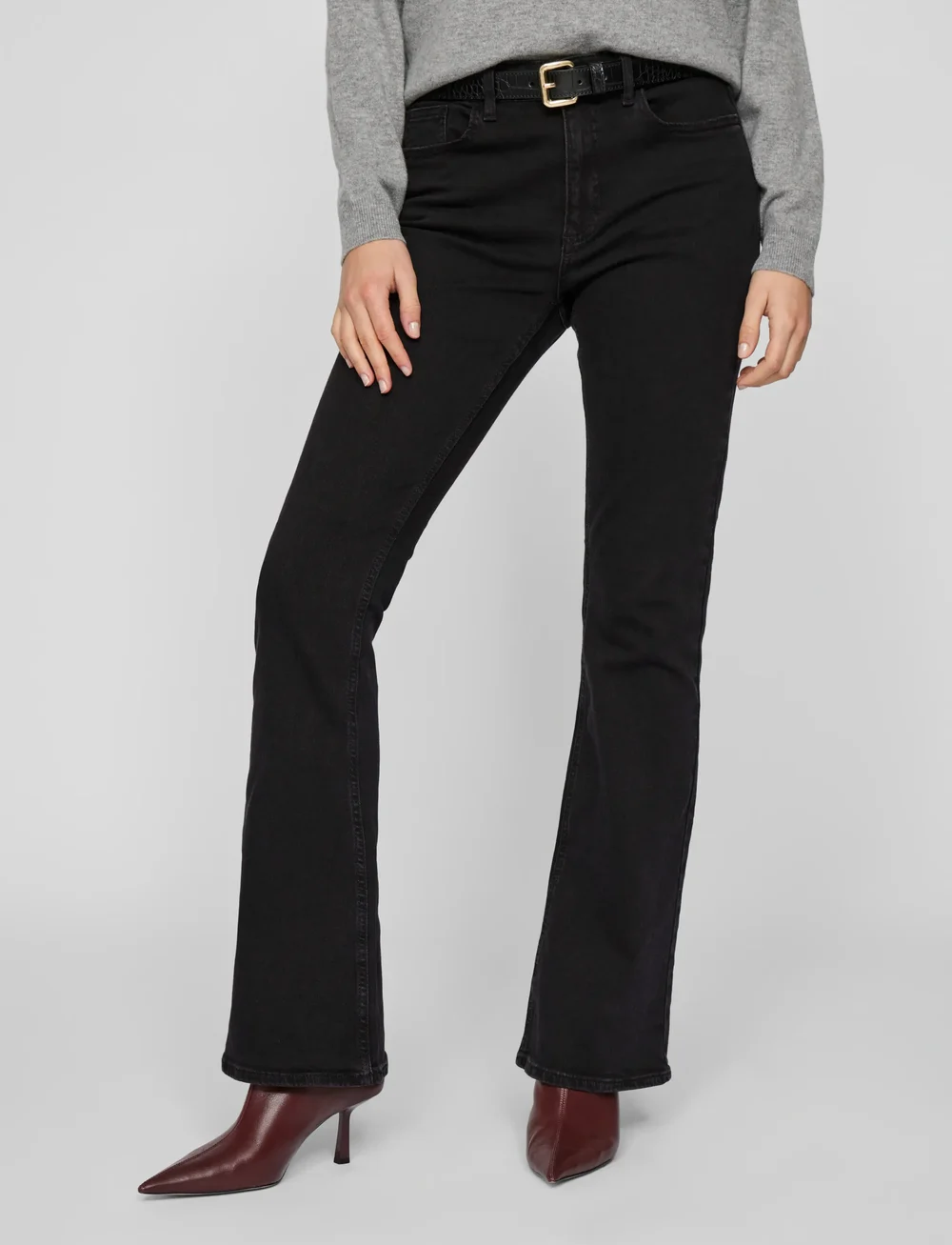 Vila - VIBETTY RW FLARED JEANS BLK OSC221-NOOS - utsvängda jeans - black denim - 0