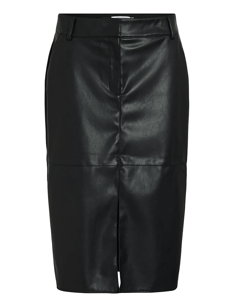 Vila - VIDAGMAR HW MIDI COATED SKIRT - NOOS - midi-röcke - black - 1
