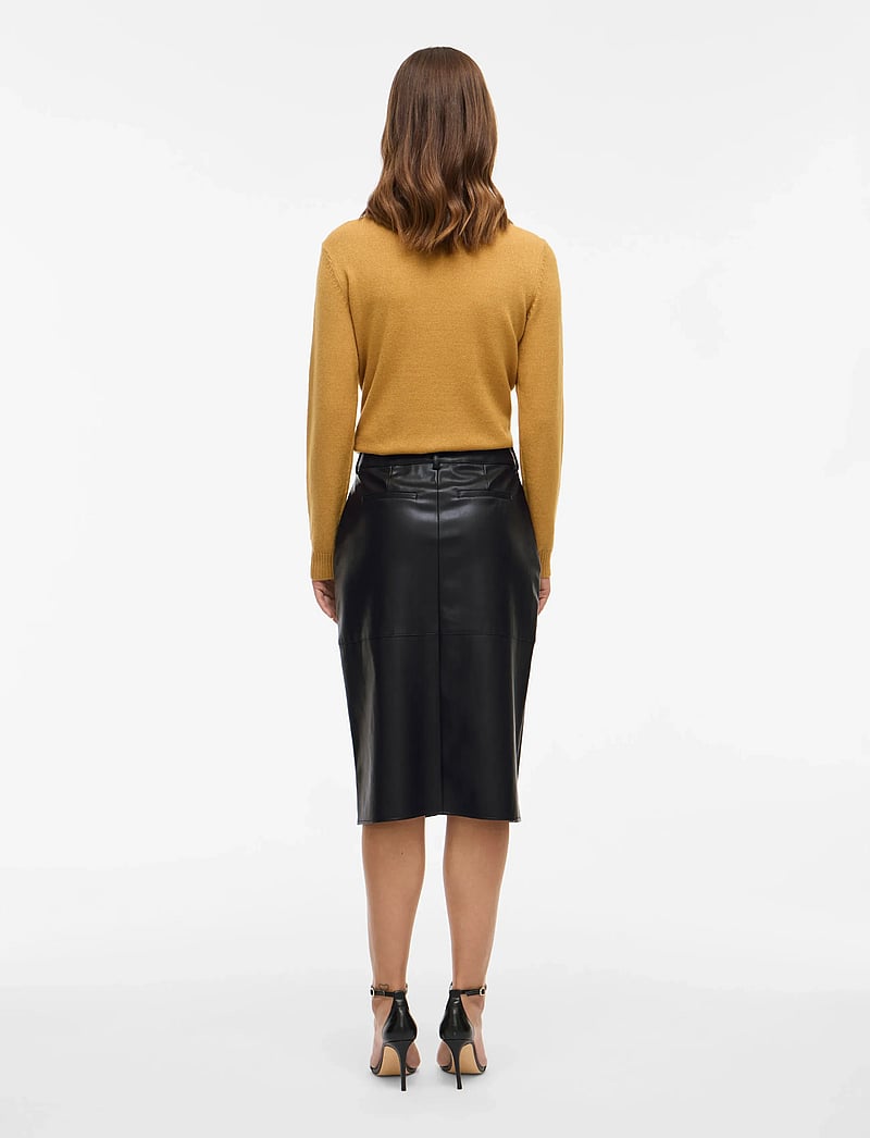 Vila - VIDAGMAR HW MIDI COATED SKIRT - NOOS - midi-röcke - black - 3