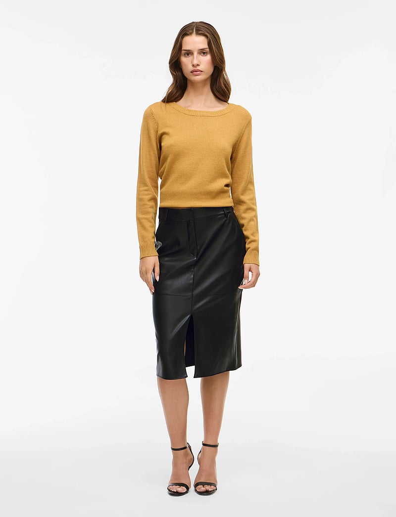 Vila - VIDAGMAR HW MIDI COATED SKIRT - NOOS - midi-röcke - black - 4