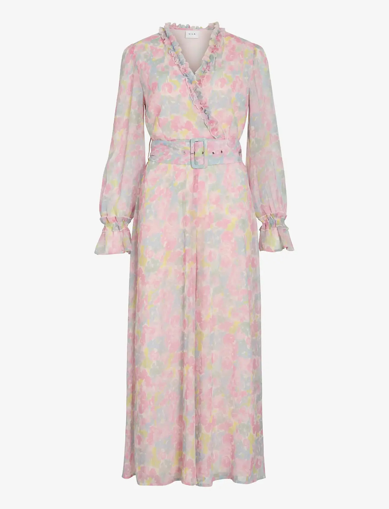 Vila - VIEMMA L/S BELT MAXI DRESS/DC/KA - summer dresses - cherry blossom - 1
