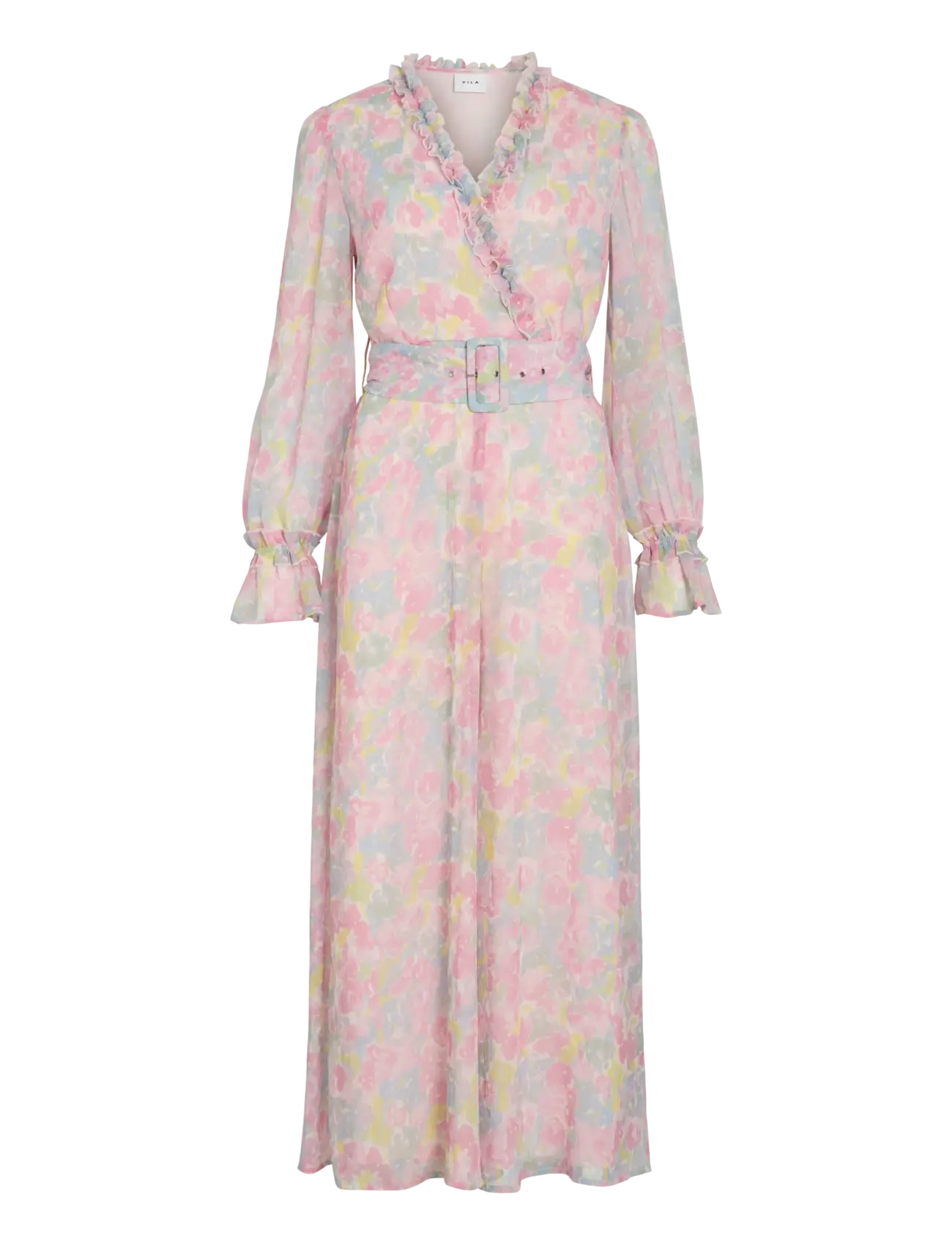 Vila VIEMMA L/S BELT MAXI DRESS/DC/KA - Nyheder - CHERRY BLOSSOM / pink/rose
