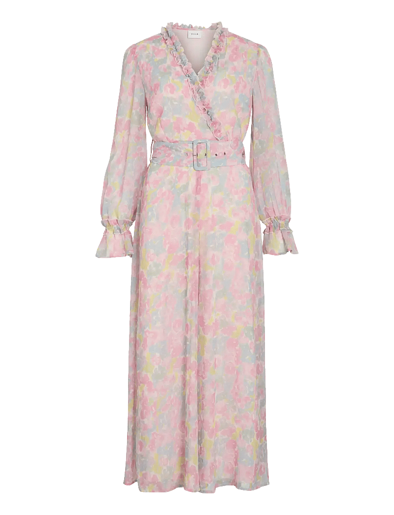 Vila - VIEMMA L/S BELT MAXI DRESS/DC/KA - vasaras kleitas - cherry blossom - 1