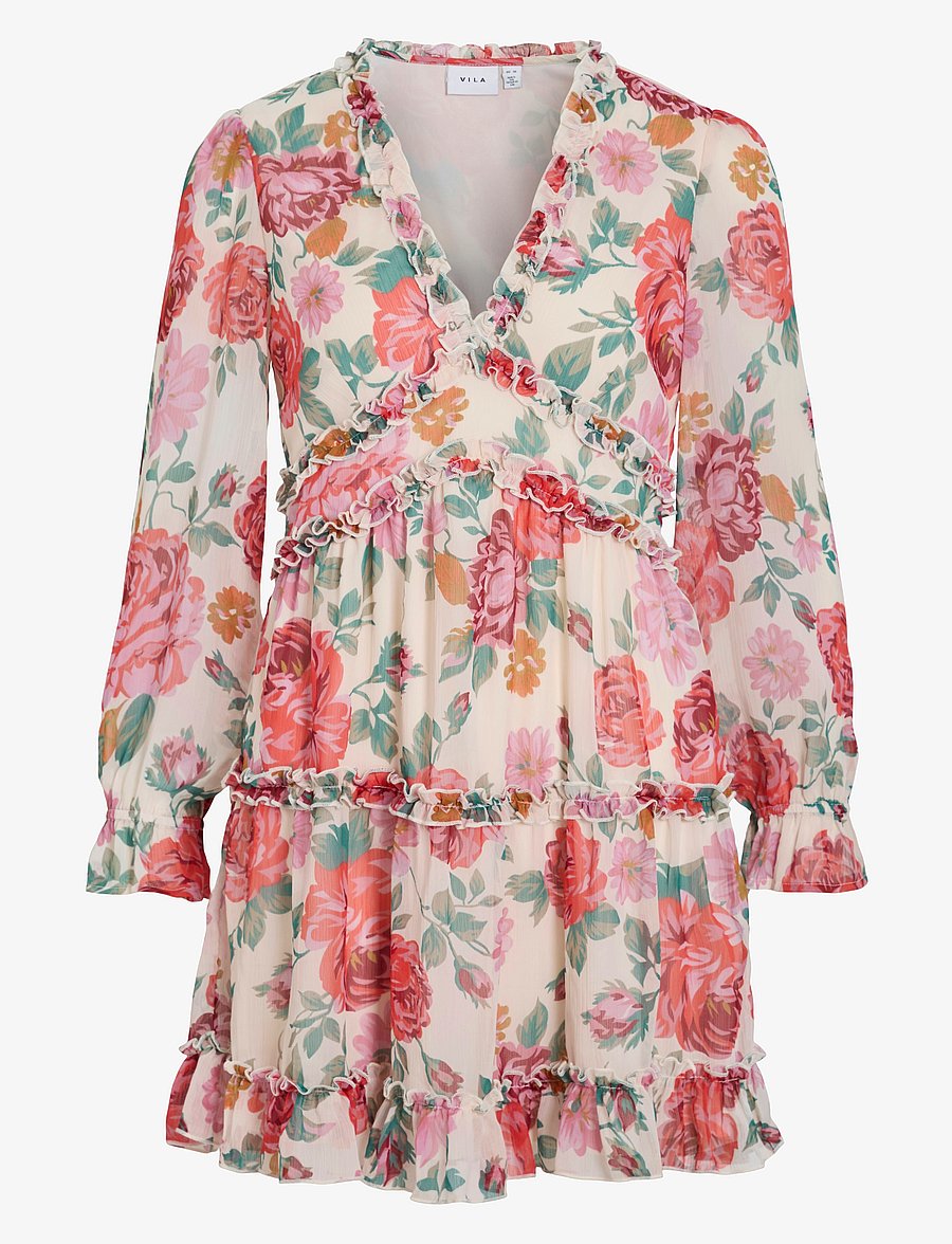 Vila - VIEMSA L/S SHORT DRESS/DC/KA - sommerkleider - cloud dancer - 1