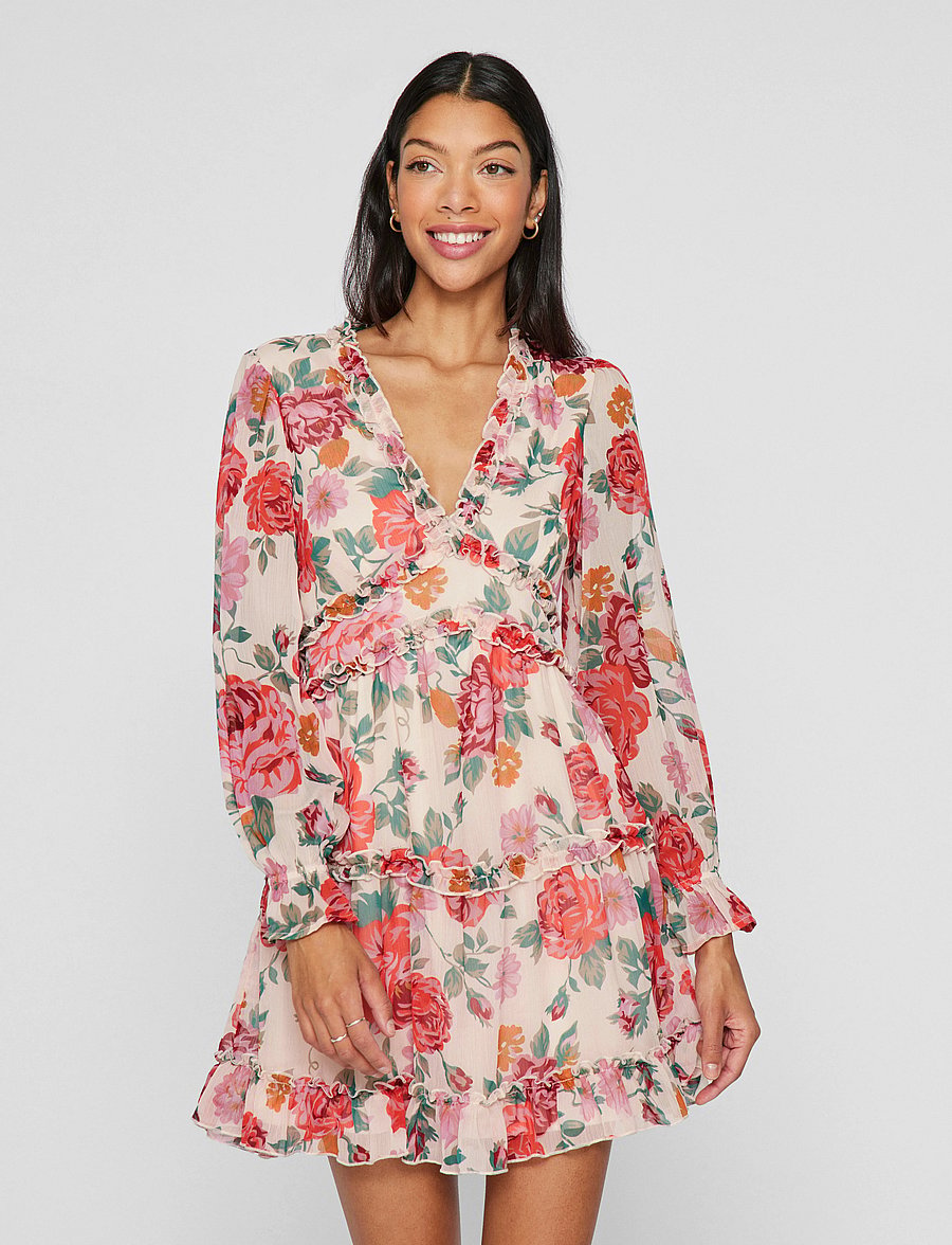 Vila - VIEMSA L/S SHORT DRESS/DC/KA - sommerkleider - cloud dancer - 0
