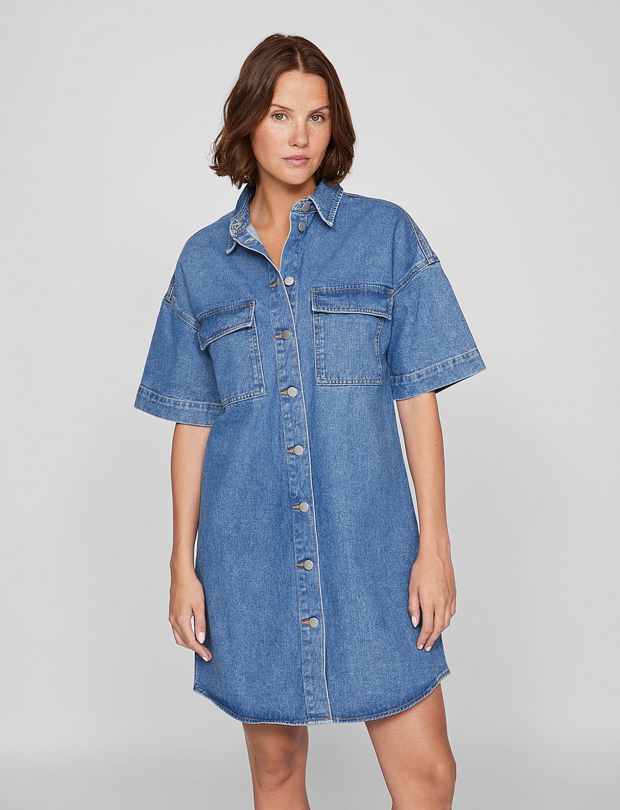 vila denim dress VILA Dress 'VIShika' in Blue Denim