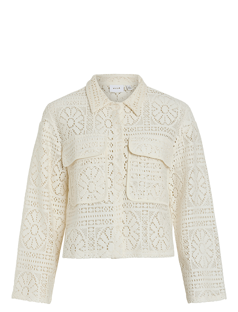 Vila - VIMERINDA CROCHET L/S SHIRT - NOOS - cardigans - birch - 1