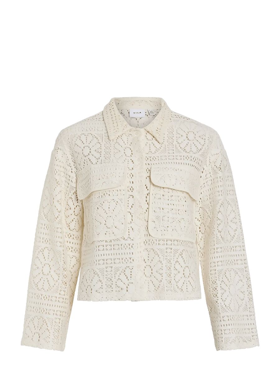 Vila - VIMERINDA CROCHET L/S SHIRT - NOOS - chemises à manches longues - birch - 1