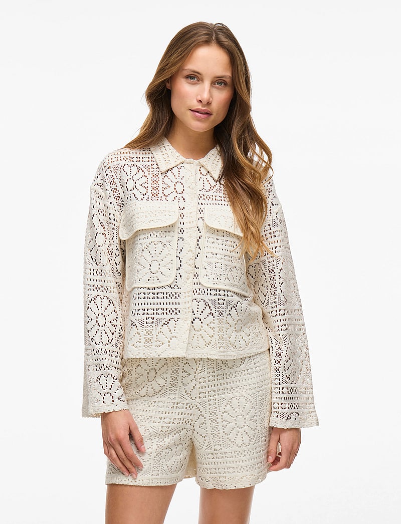 Vila - VIMERINDA CROCHET L/S SHIRT - NOOS - cardigans - birch - 0