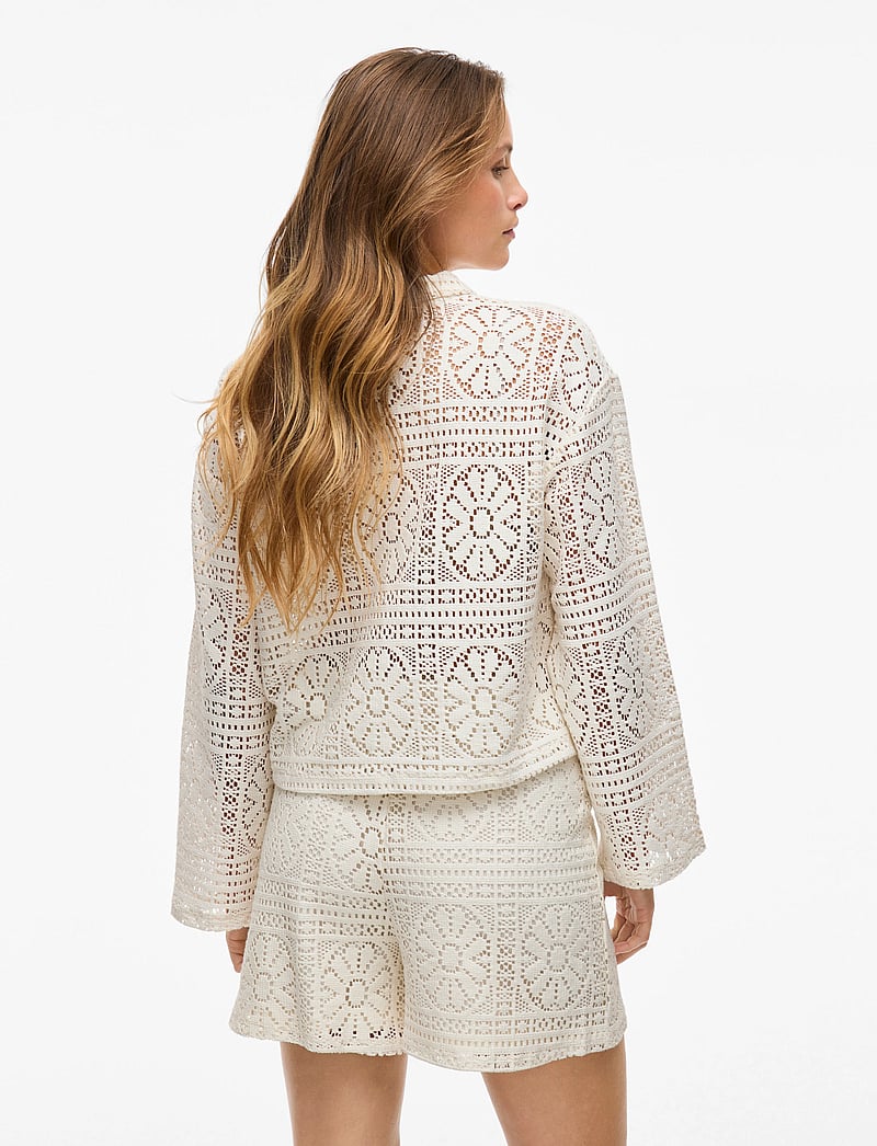 Vila - VIMERINDA CROCHET L/S SHIRT - NOOS - cardigans - birch - 3