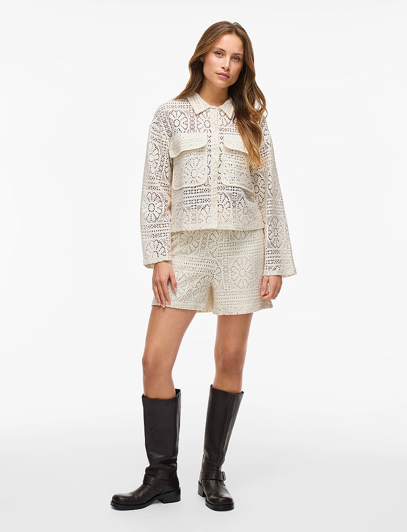 Vila - VIMERINDA CROCHET L/S SHIRT - NOOS - cardigans - birch - 5