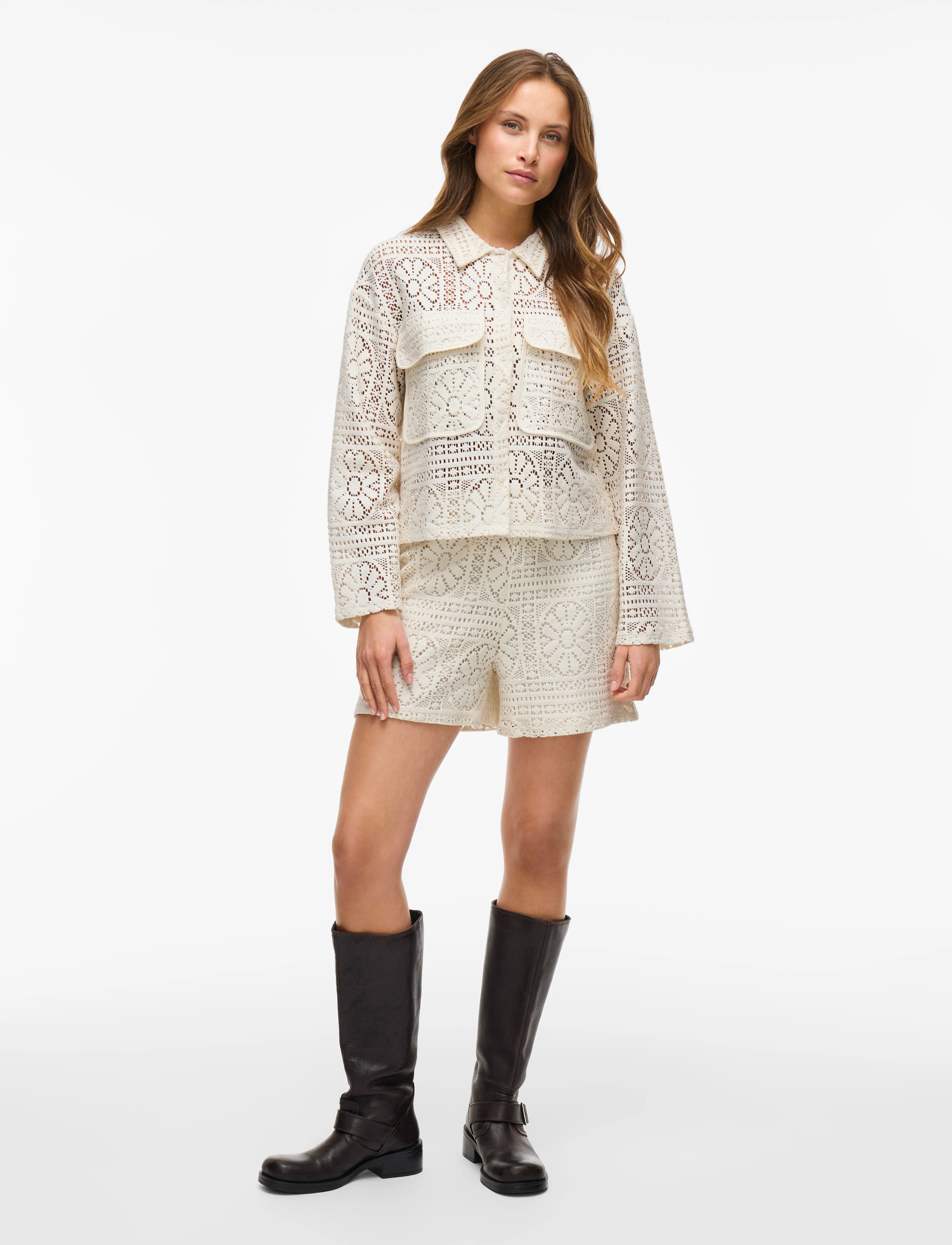 Vila - VIMERINDA CROCHET L/S SHIRT - NOOS - chemises à manches longues - birch - 5
