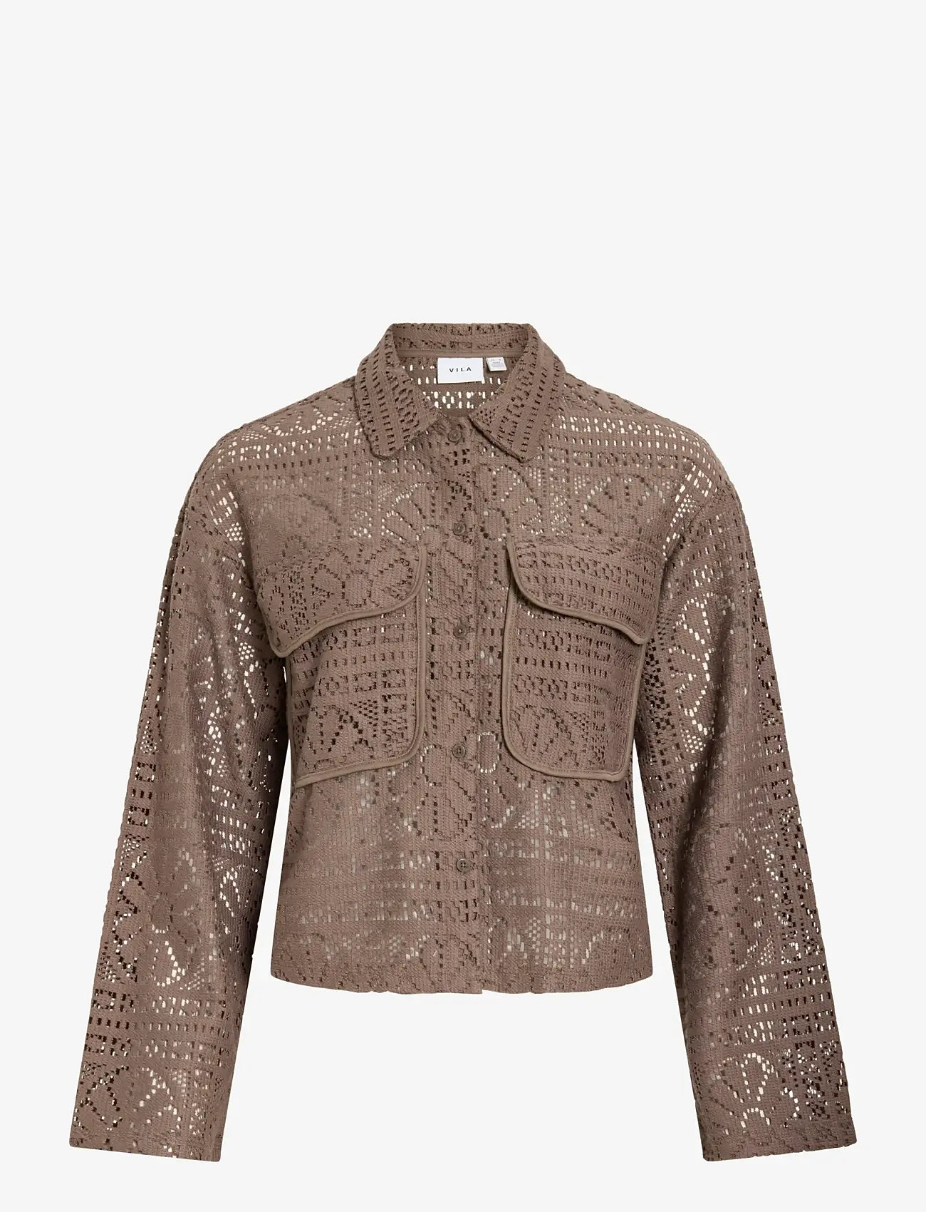 Vila - VIMERINDA CROCHET L/S SHIRT - NOOS - langærmede skjorter - falcon - 1