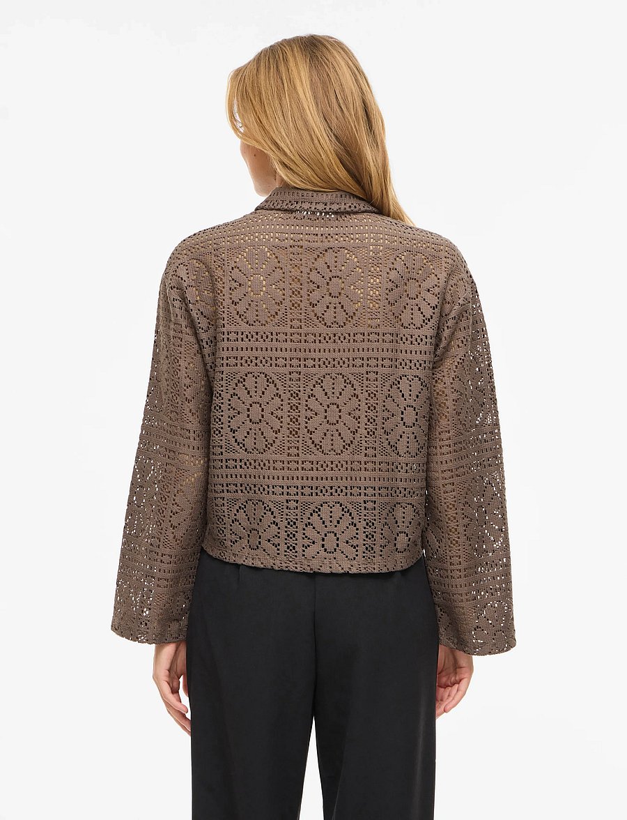 Vila - VIMERINDA CROCHET L/S SHIRT - NOOS - långärmade skjortor - falcon - 3