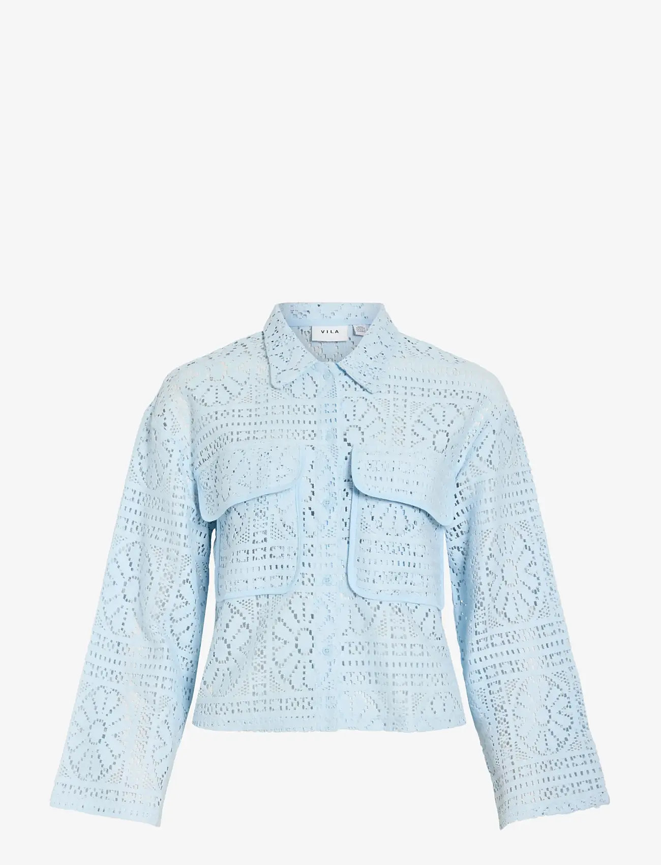 Vila - VIMERINDA CROCHET L/S SHIRT - NOOS - langærmede skjorter - nantucket breeze - 1