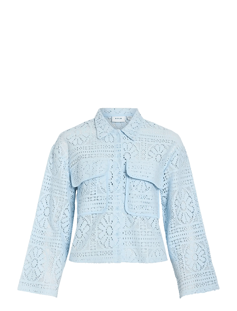 Vila - VIMERINDA CROCHET L/S SHIRT - NOOS - langærmede skjorter - nantucket breeze - 1