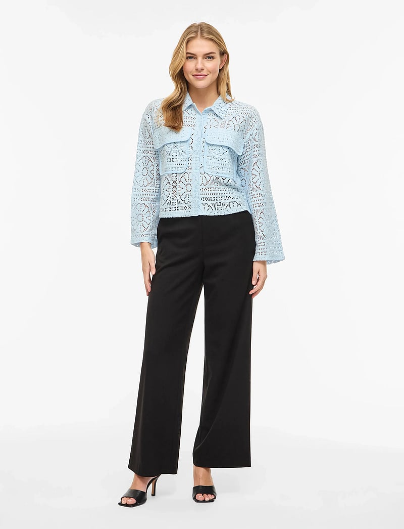 Vila - VIMERINDA CROCHET L/S SHIRT - NOOS - langærmede skjorter - nantucket breeze - 4