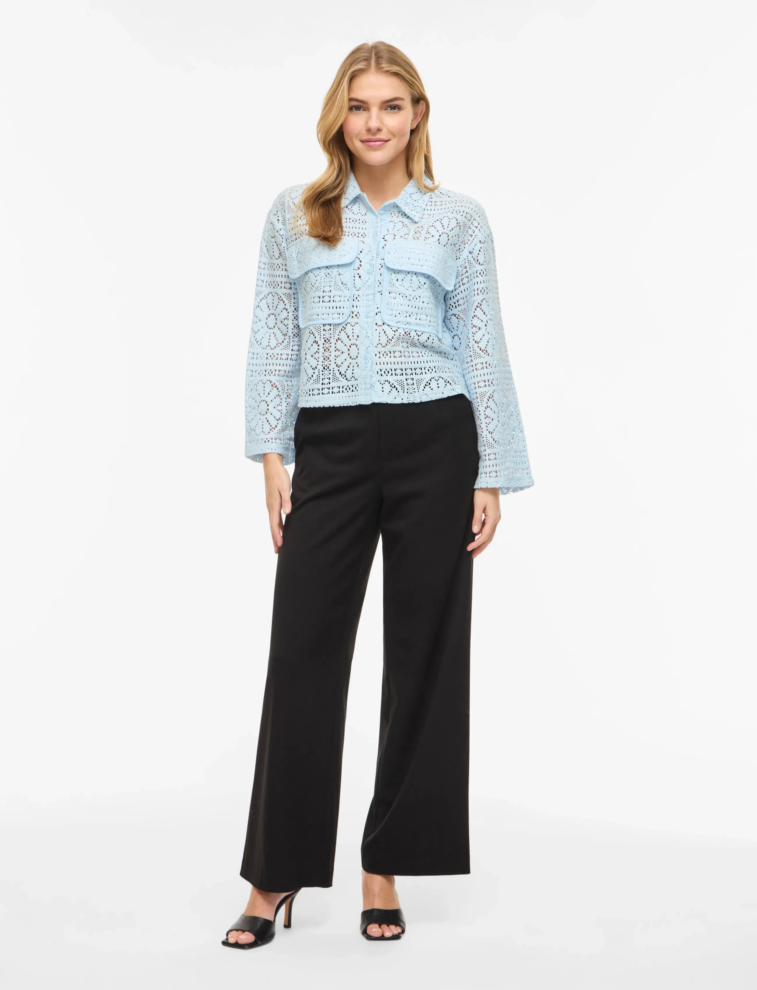 Vila - VIMERINDA CROCHET L/S SHIRT - NOOS - langärmlige hemden - nantucket breeze - 4