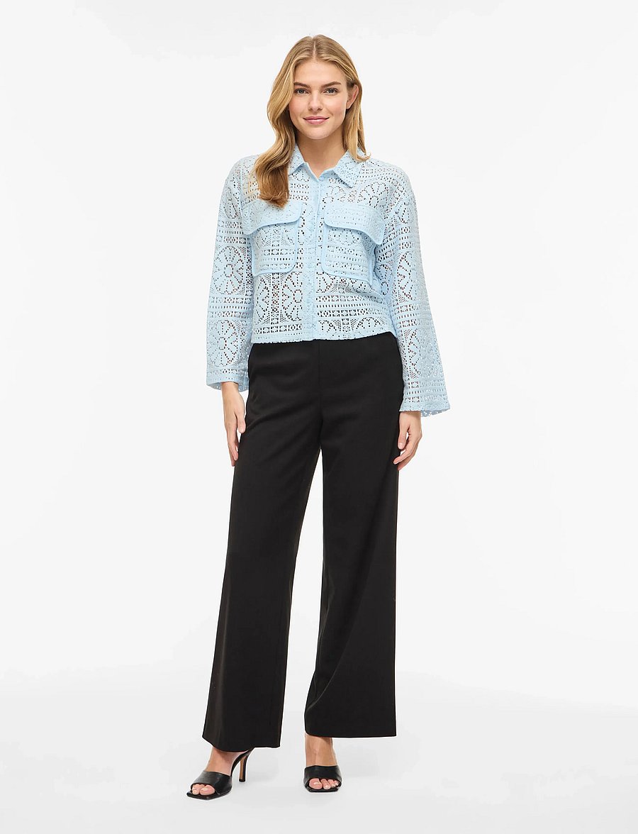 Vila - VIMERINDA CROCHET L/S SHIRT - NOOS - langärmlige hemden - nantucket breeze - 4