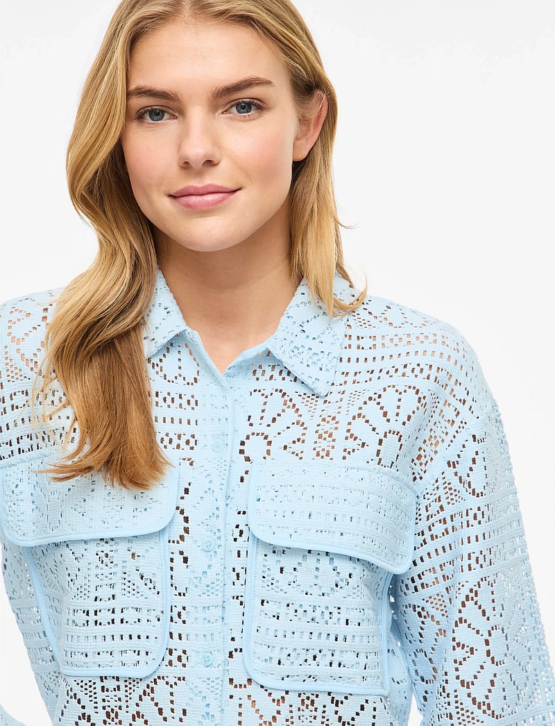 Vila - VIMERINDA CROCHET L/S SHIRT - NOOS - langærmede skjorter - nantucket breeze - 5
