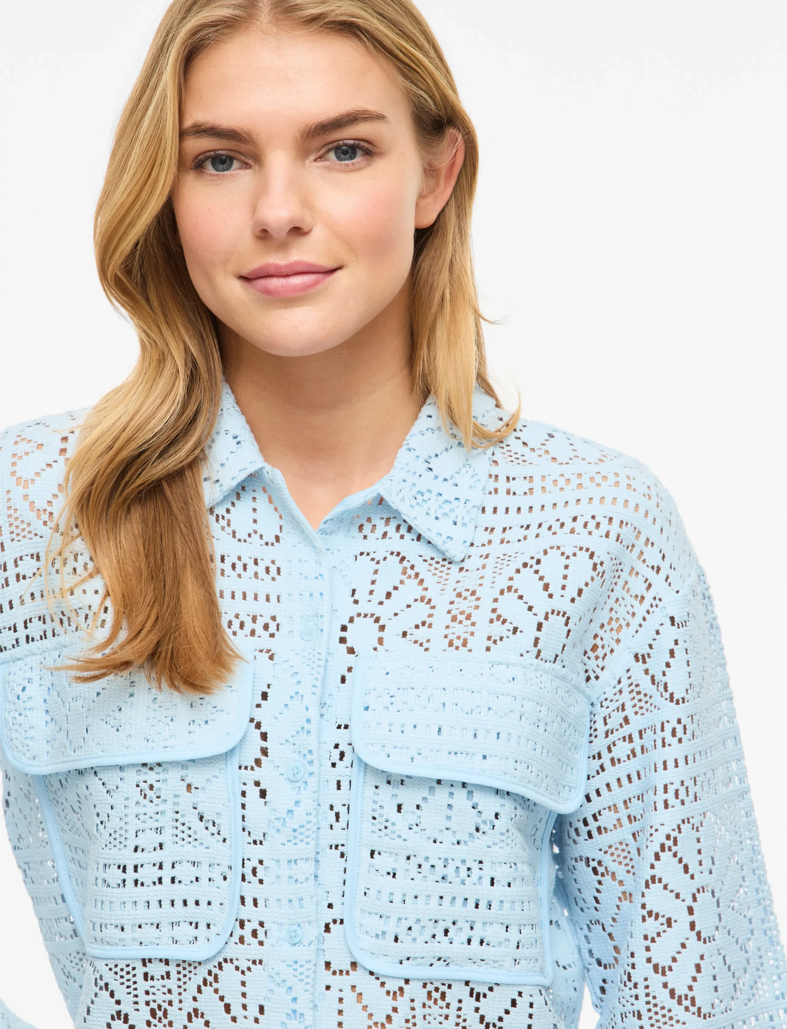 Vila - VIMERINDA CROCHET L/S SHIRT - NOOS - langärmlige hemden - nantucket breeze - 5