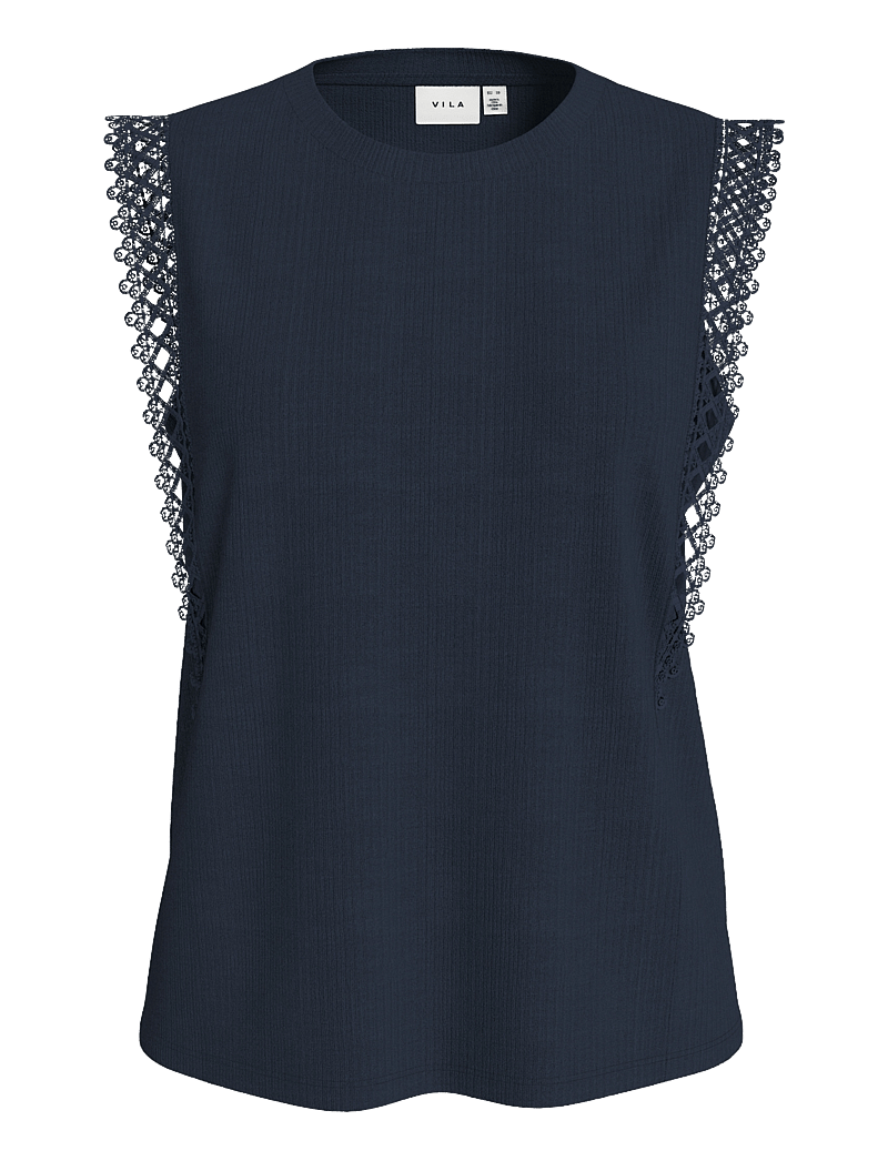 Vila - VIOTESSA O-NECK CAP SLEEVE TOP - blouses sans manches - navy blazer - 1