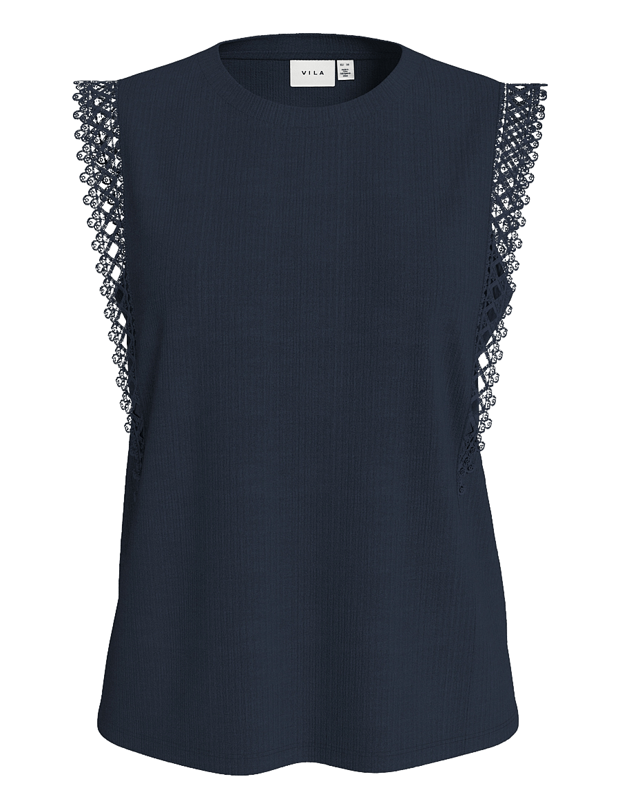 Vila - VIOTESSA O-NECK CAP SLEEVE TOP - Ärmellose blusen - navy blazer - 1