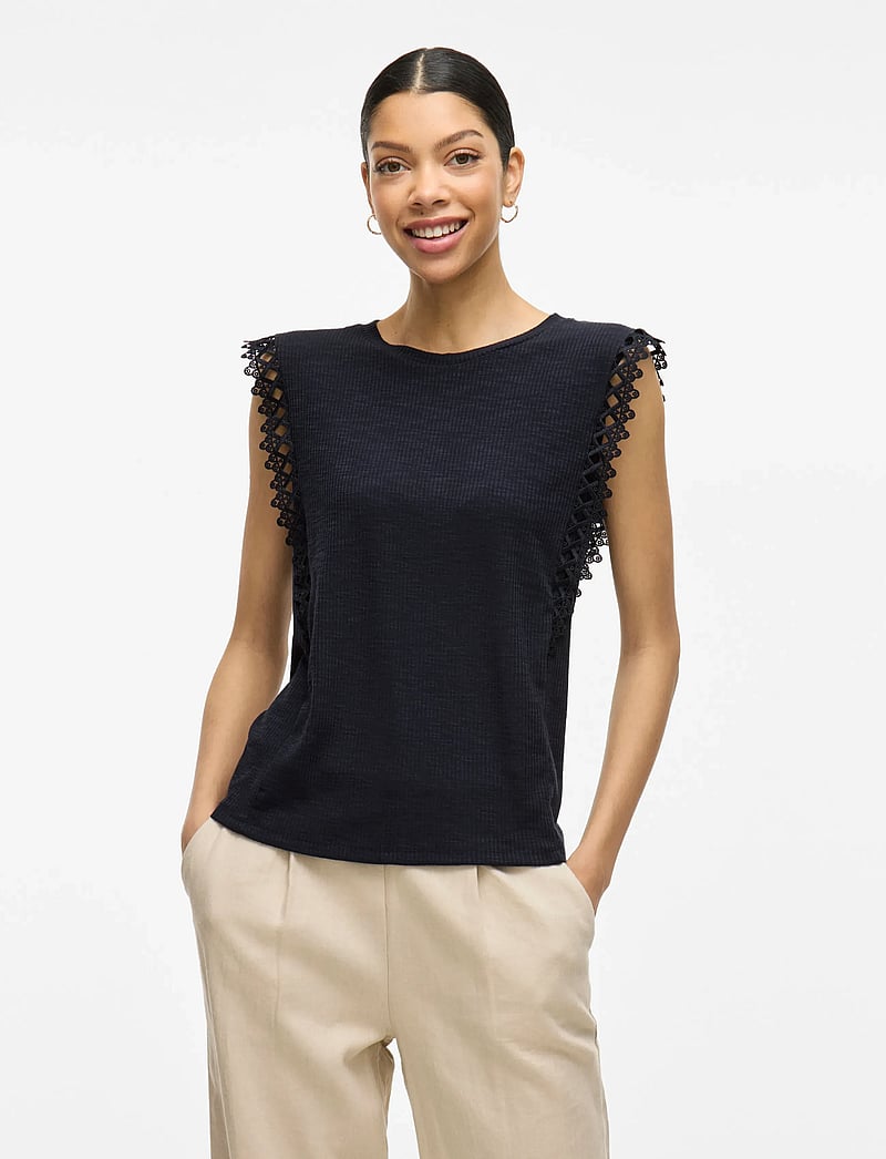 Vila - VIOTESSA O-NECK CAP SLEEVE TOP - blouses sans manches - navy blazer - 0