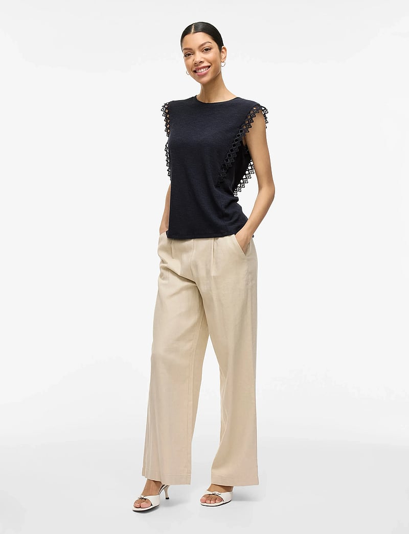 Vila - VIOTESSA O-NECK CAP SLEEVE TOP - blouses sans manches - navy blazer - 4