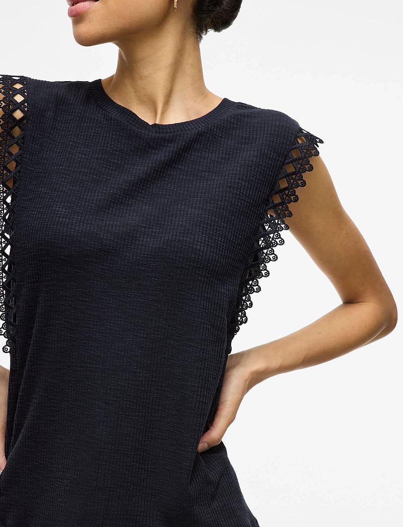 Vila - VIOTESSA O-NECK CAP SLEEVE TOP - blouses sans manches - navy blazer - 5