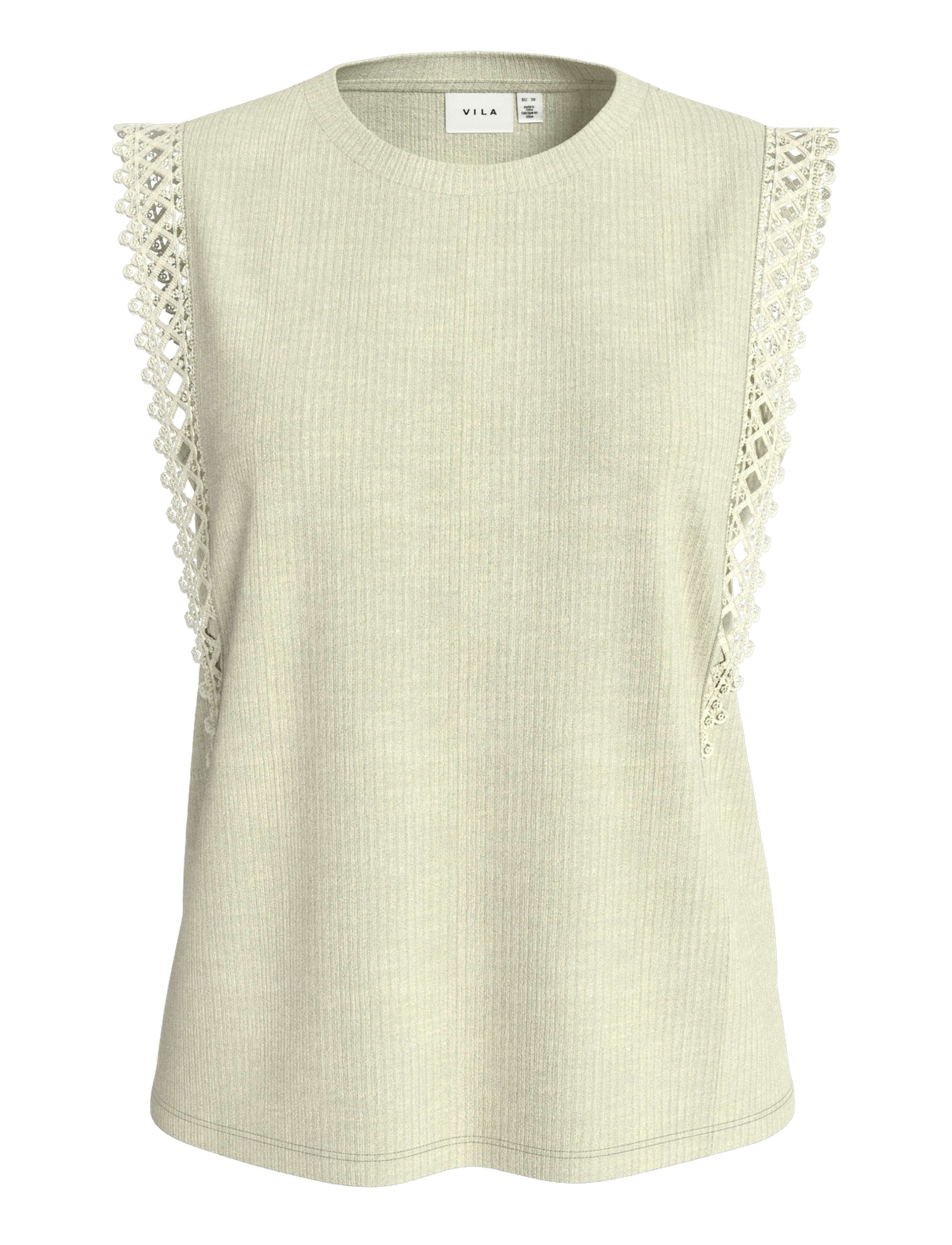 Vila VIOTESSA O-NECK CAP SLEEVE TOP - Blusen - SNOW WHITE / green