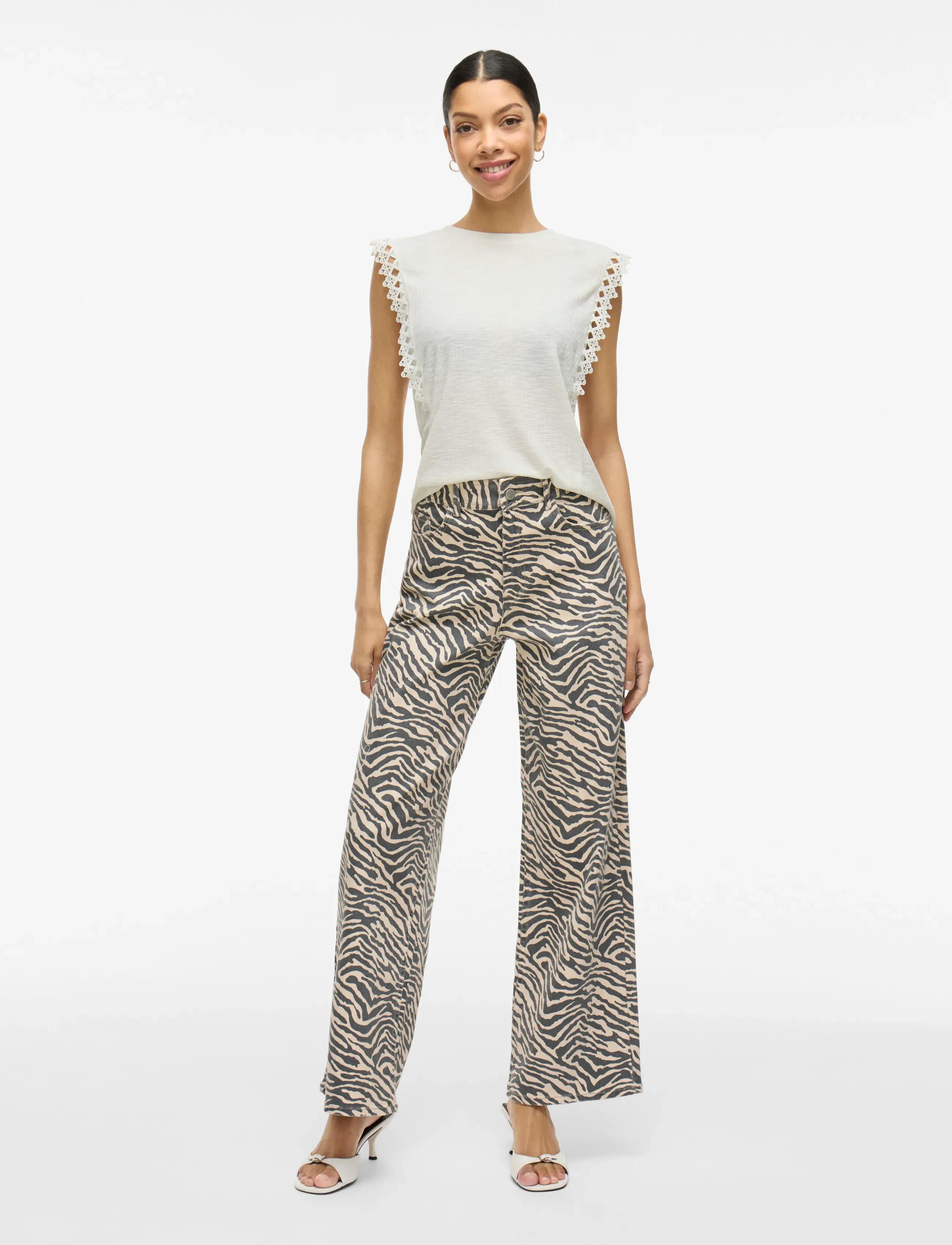 Vila - VIOTESSA O-NECK CAP SLEEVE TOP - snow white - 4