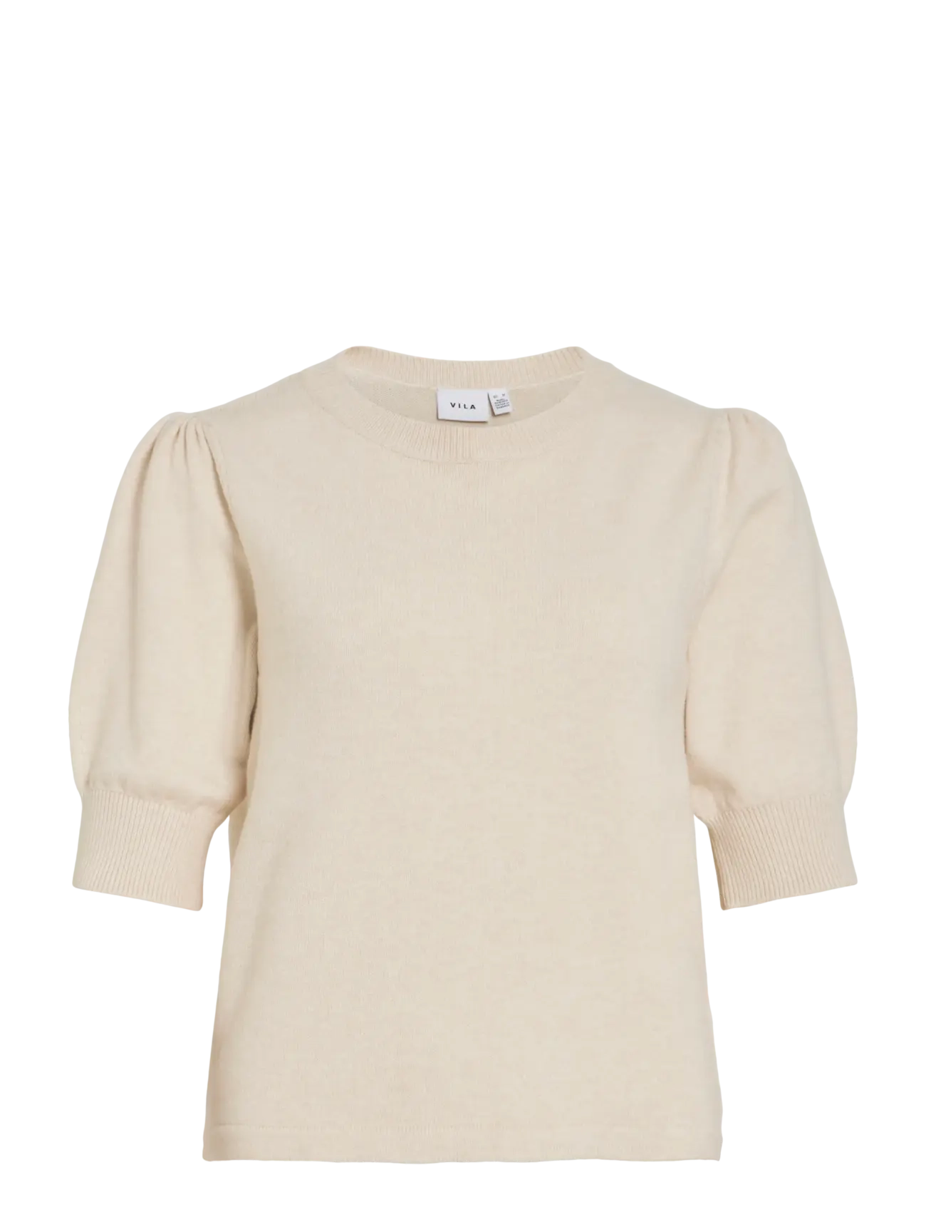 Vila VIRIL 2/4 SLEEVE O-NECK KNIT TOP - NOOS - Vila - SUPER LIGHT NATURAL MELAN / beige