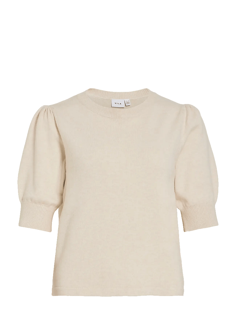 Vila - VIRIL 2/4 SLEEVE O-NECK KNIT TOP - NOOS - sviitrid - super light natural melan - 1