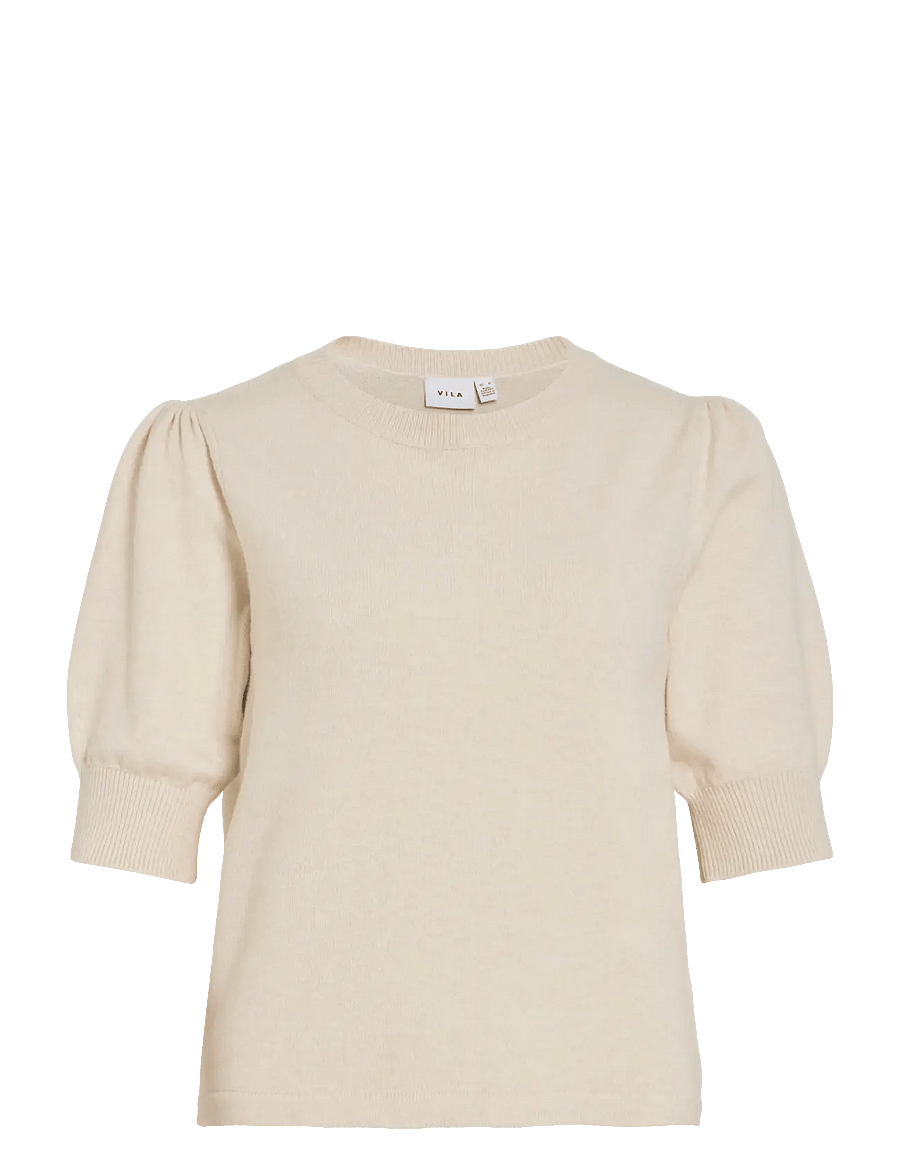 Vila - VIRIL 2/4 SLEEVE O-NECK KNIT TOP - NOOS - sviitrid - super light natural melan - 1