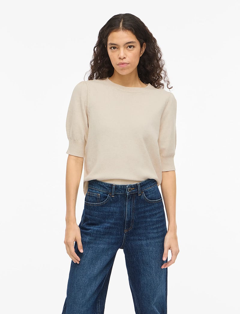 Vila - VIRIL 2/4 SLEEVE O-NECK KNIT TOP - NOOS - sviitrid - super light natural melan - 0