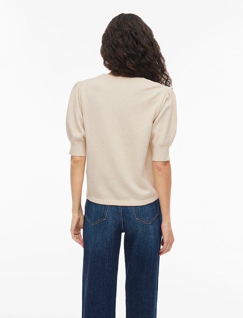Vila - VIRIL 2/4 SLEEVE O-NECK KNIT TOP - NOOS - sviitrid - super light natural melan - 3