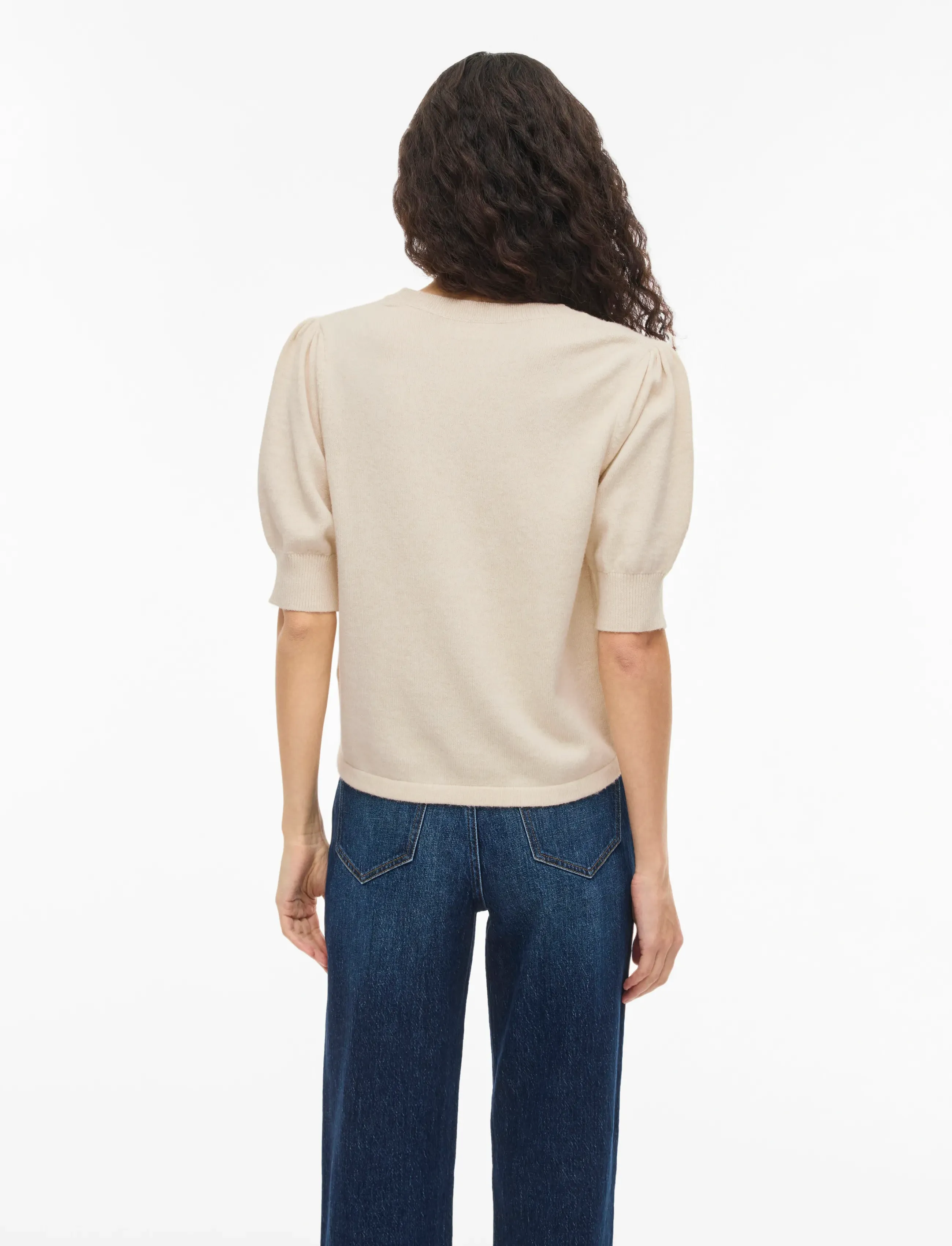 Vila - VIRIL 2/4 SLEEVE O-NECK KNIT TOP - NOOS - sviitrid - super light natural melan - 3