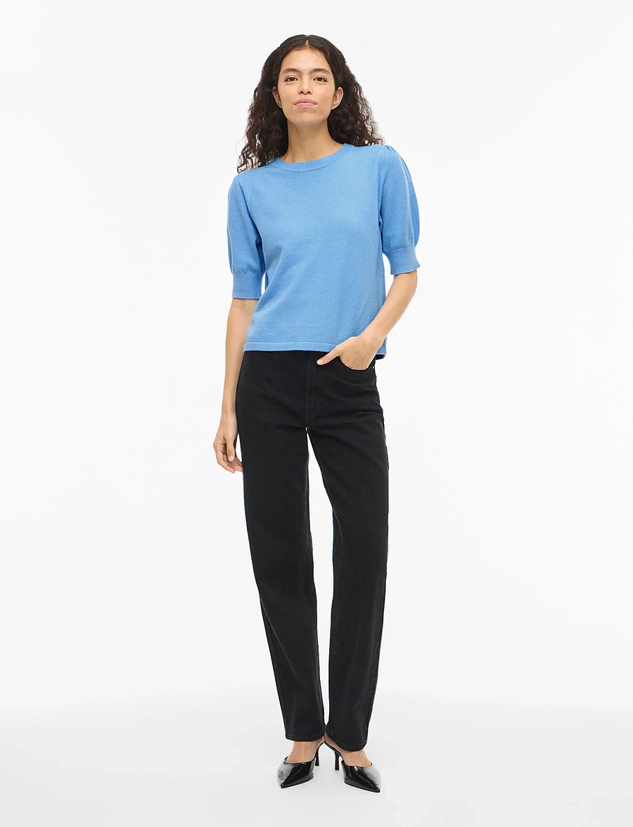 Vila - VIRIL 2/4 SLEEVE O-NECK KNIT TOP - NOOS - striktrøjer - all aboard - 4