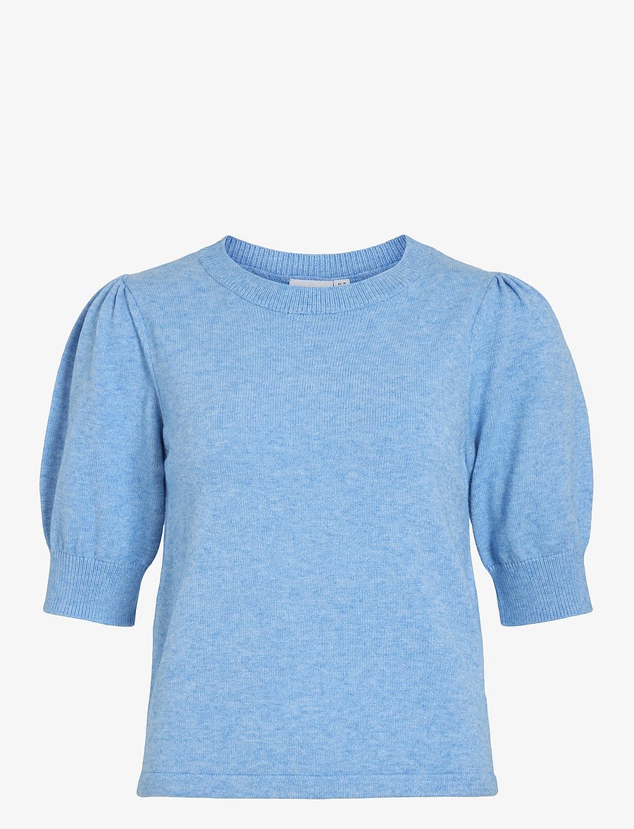 Vila - VIRIL 2/4 SLEEVE O-NECK KNIT TOP - NOOS - striktrøjer - blissful blue - 1