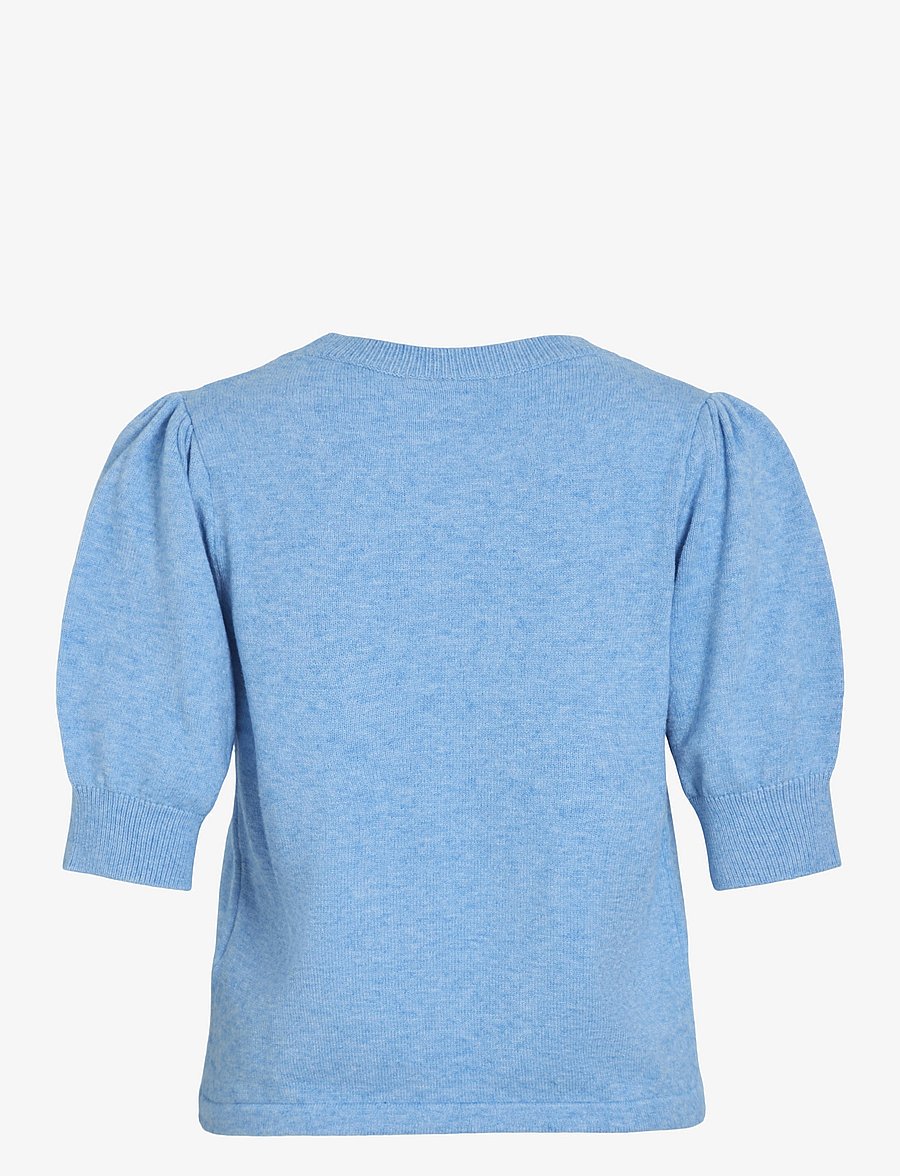 Vila - VIRIL 2/4 SLEEVE O-NECK KNIT TOP - NOOS - striktrøjer - blissful blue - 2