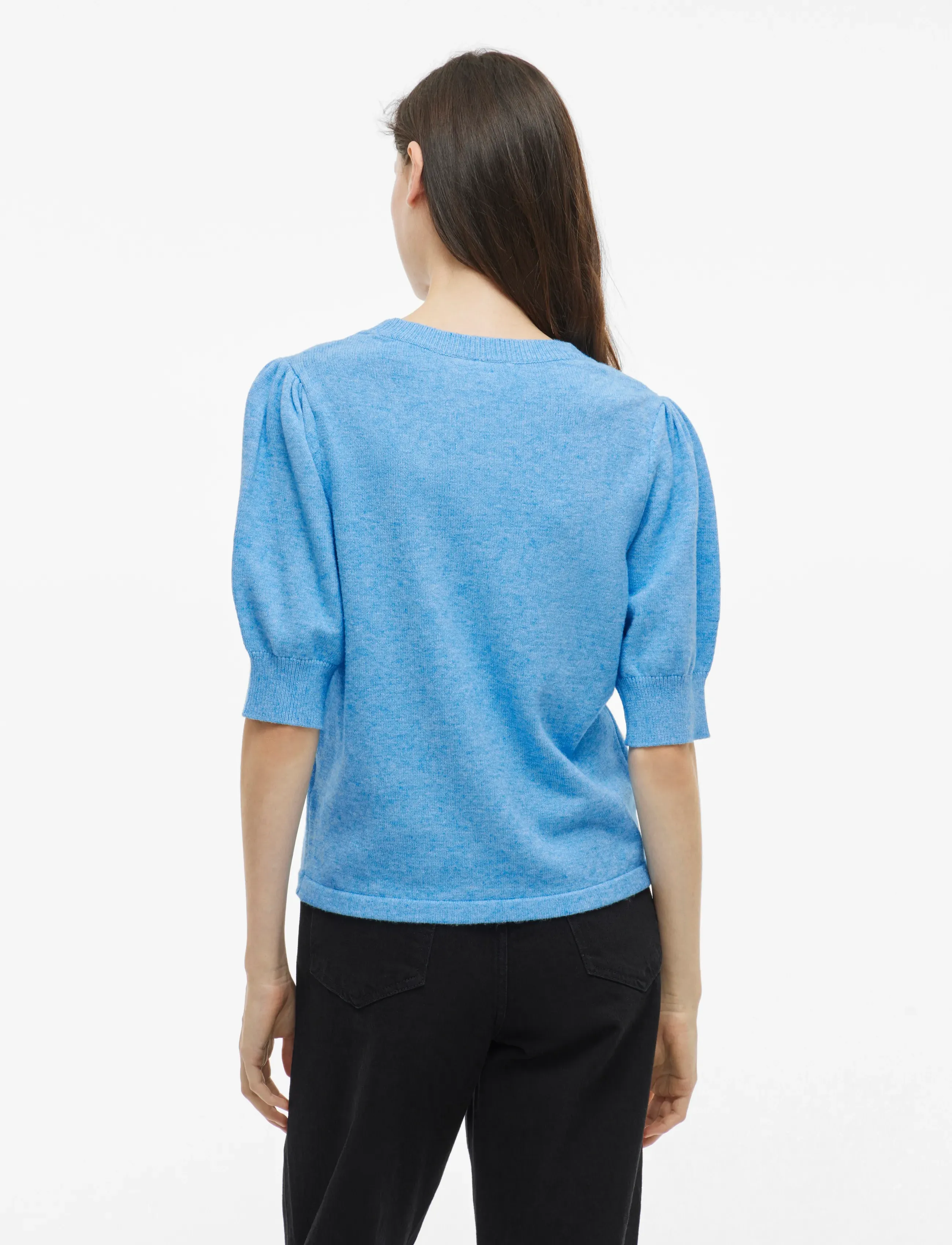 Vila - VIRIL 2/4 SLEEVE O-NECK KNIT TOP - NOOS - striktrøjer - blissful blue - 3