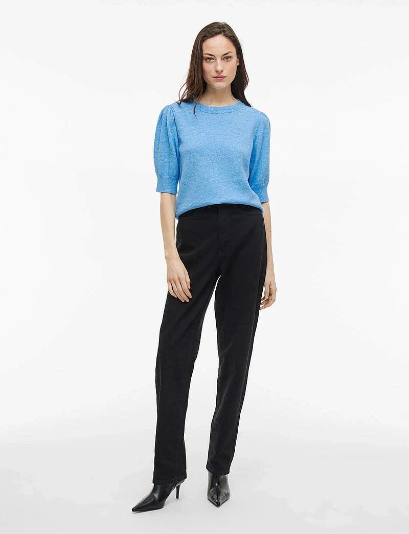 Vila - VIRIL 2/4 SLEEVE O-NECK KNIT TOP - NOOS - swetry - blissful blue - 4