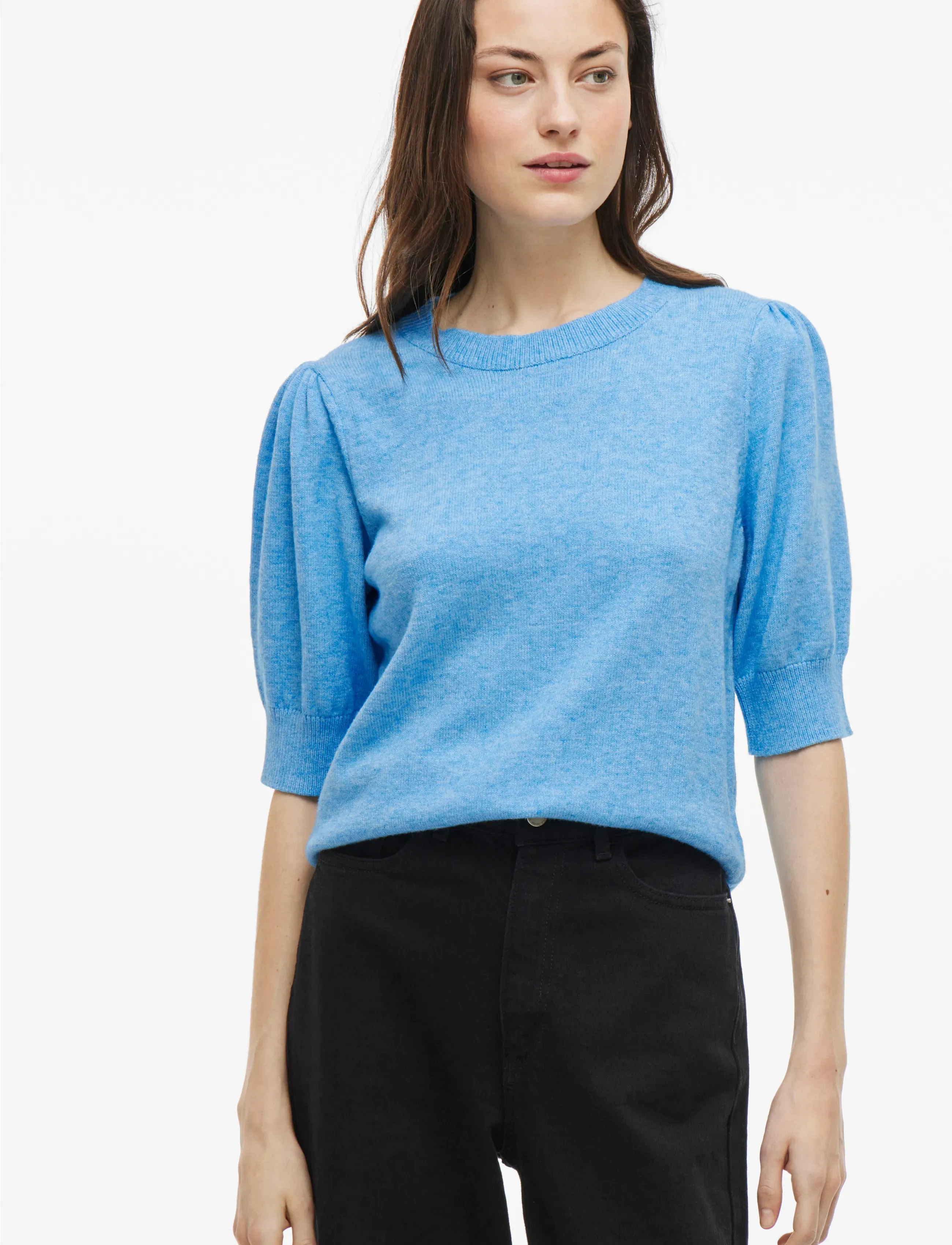 Vila VIRIL 2/4 SLEEVE O-NECK KNIT TOP - NOOS - Knitwear - BLISSFUL BLUE / blue