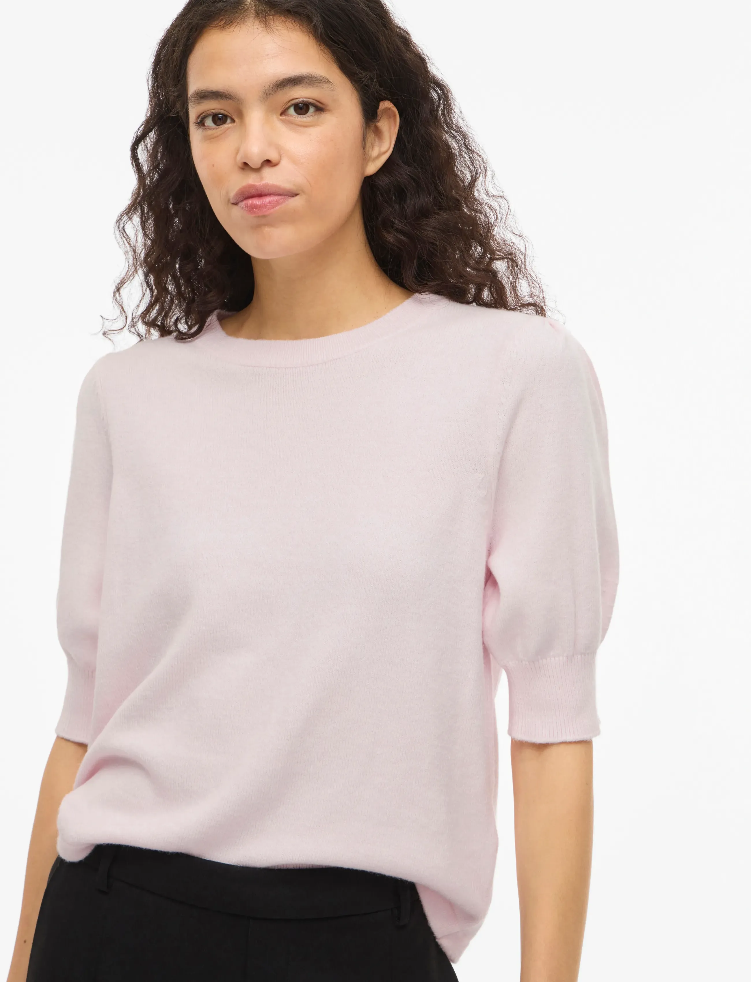 Vila - VIRIL 2/4 SLEEVE O-NECK KNIT TOP - NOOS - striktrøjer - cherry blossom - 5